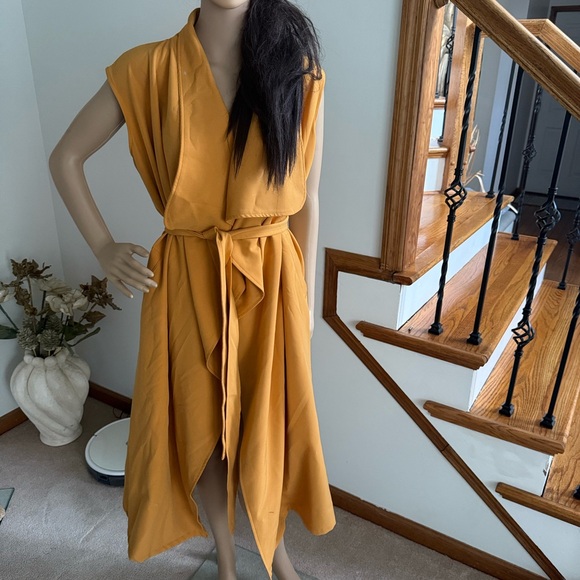 Mustard Yellow Wrap Dress - Picture 2 of 3